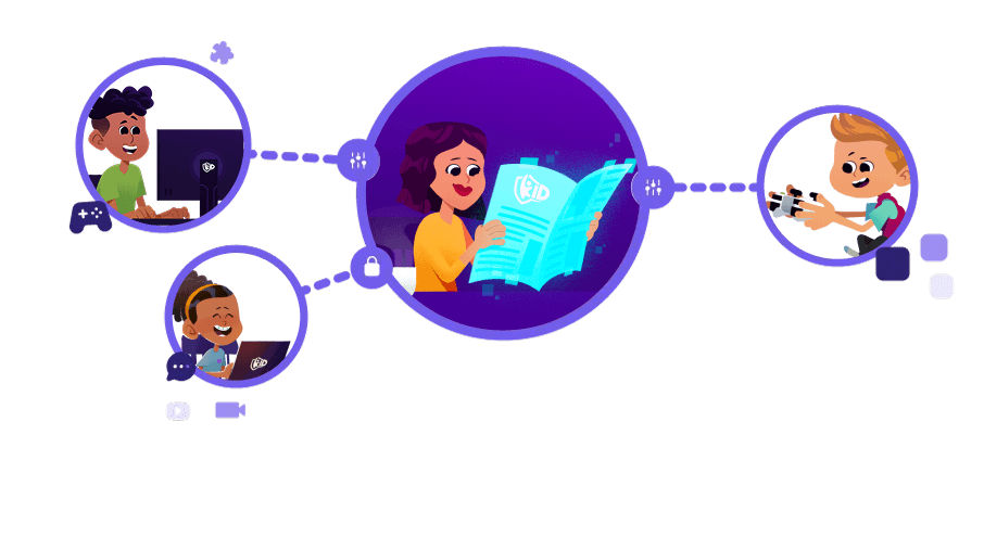 Children safely enjoying digital experiences through parents